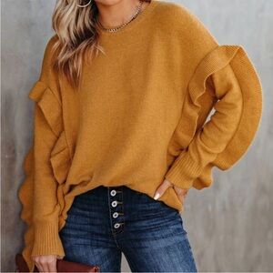 Vici Mustard Ruffle Detail Sweater